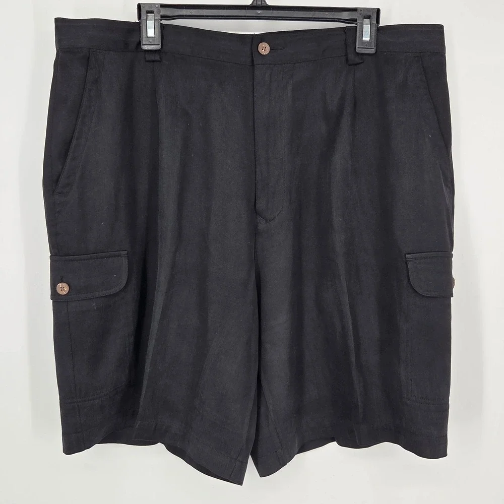 Tommy Bahama Relax Silk Blend Cargo Shorts Men's 38 Black 9